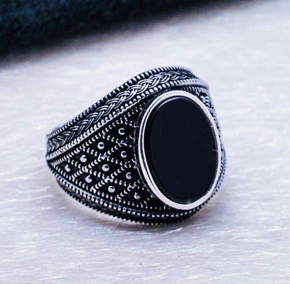 925 Sterling Silver Black Onyx Men’s Ring