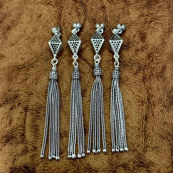925 Sterling Silver Handmade Diamond Pattern Tasbih Tassel Ottoman Style Silver Misbaha Part