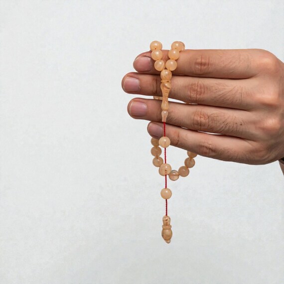 Round Pressed Amber Misbaha Handmade Prayer Rosary