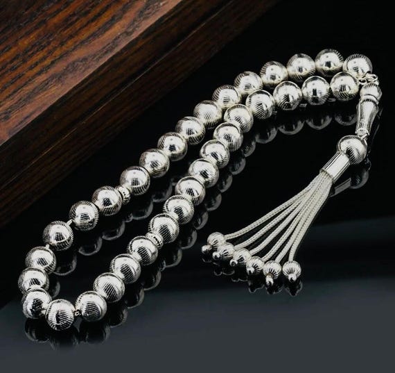 925 Sterling Silver Fingerprint Pattern Tasbih