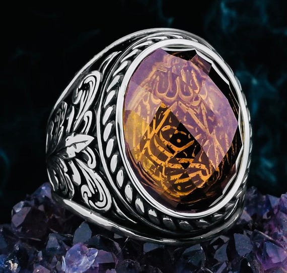 925 Sterling Silver Men’s Ring with Zultanite Stone & “La Galibe İllallah” Inscription – 16.7 g