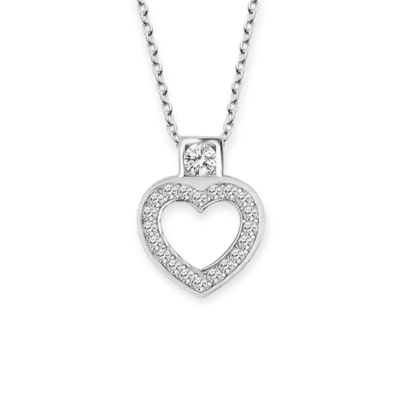 925 Sterling Silver Heart Pendant Necklace Sparkling Stone Charm Dainty Women’s Gift Jewelry