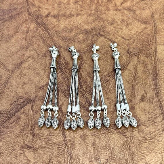 925 Sterling Silver Handmade Leaf-End Tassel Classic Ottoman Style Tasbih Accessory