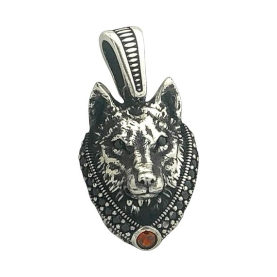 925 Sterling Silver Wolf Head Pendant – 5.85 g