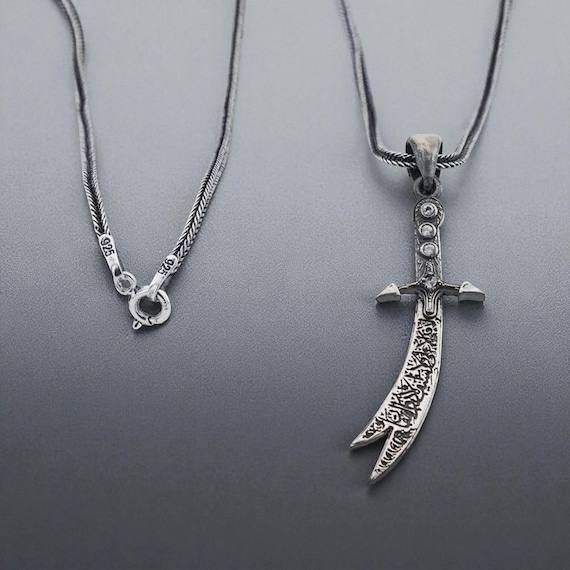 925 Sterling Silver Zulfiqar Sword Men’s Necklace