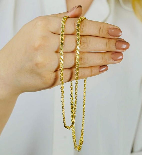 925 Sterling Silver Gold Plated Disc Chain Necklace – 4 mm, 59 cm