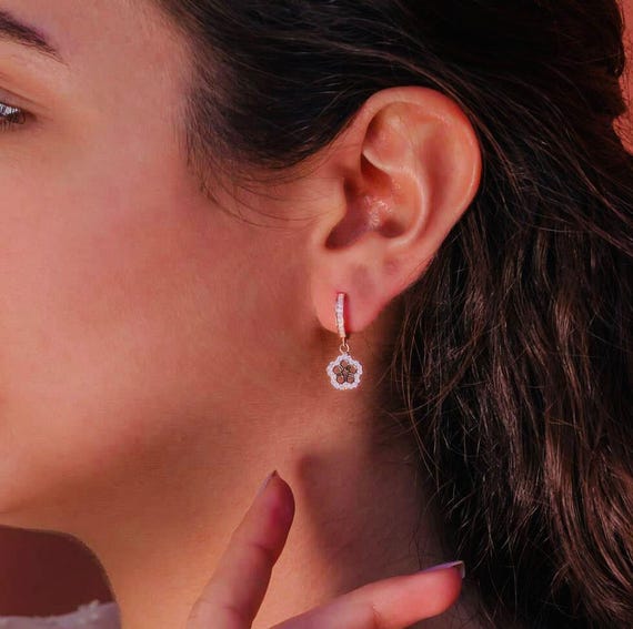 925 Sterling Silver Angel Drop Earrings with Zircon – Rose Gold Plated