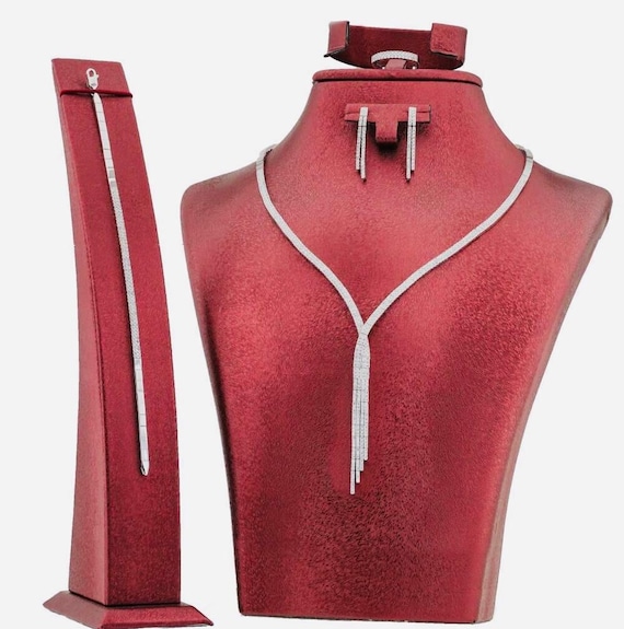 925 Sterling Silver 2 Row Cross Design Women’s Jewelry Set