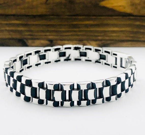 925 Sterling Silver Men’s Bracelet – Watch Band Design, 26 g