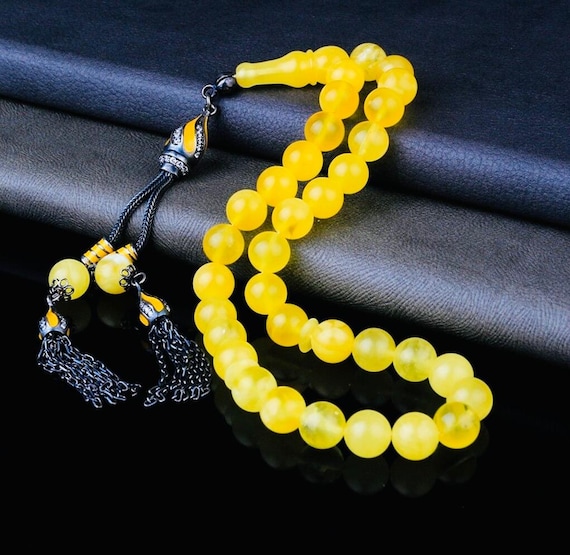 Damla Amber Misbaha – Custom Design with Silver Tassel