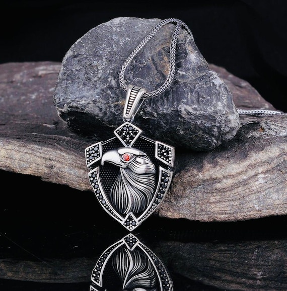925 Sterling Silver Eagle Pendant Necklace for Men – 60 cm – 14.1 g