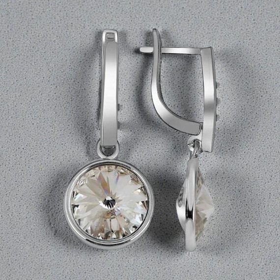 Crystal Silver Stud Earrings