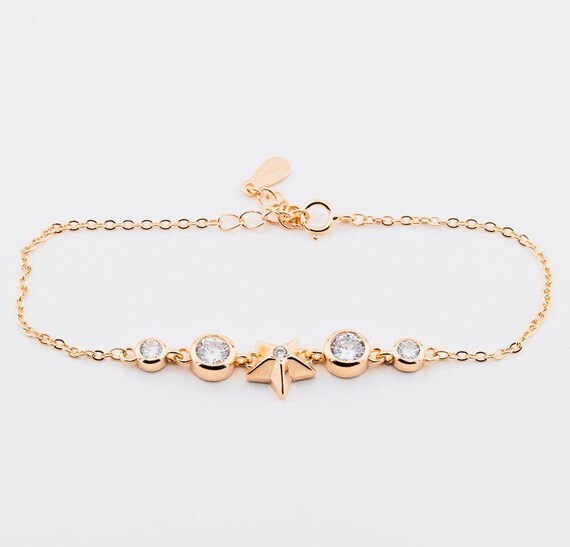 925 Sterling Silver Star and Solitaire Bracelet