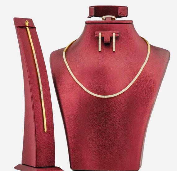 925 Sterling Silver Double Row Waterway Women’s Jewelry Set