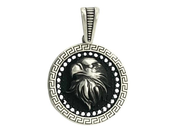 925 Sterling Silver Eagle Pendant with Black Stone – 7.75 g