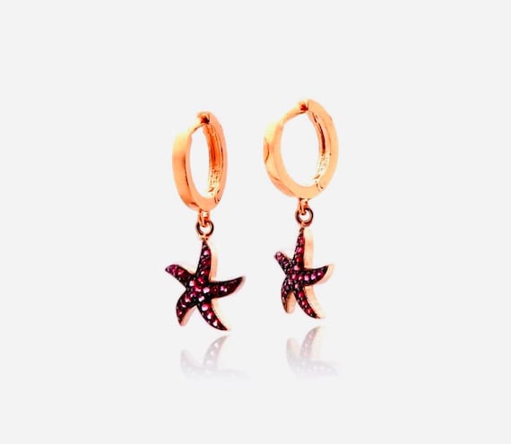 925 Sterling Silver Starfish Earrings with Zircon Stones – 2.5 g