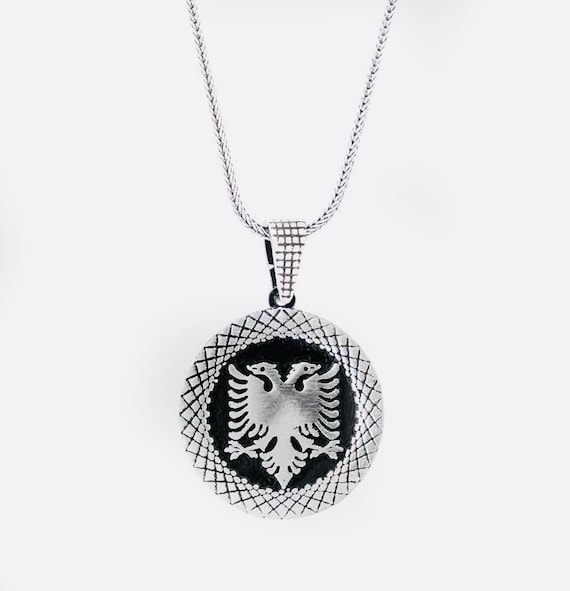 925 Sterling Silver Albanian Eagle Pendant Necklace – Men’s Jewelry