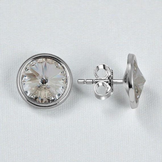 Crystal Stud Silver Earrings
