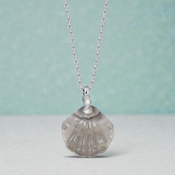 Crystal Shell Pendant Necklace – 925 Sterling Silver Chain, Minimalist Women’s Jewelry