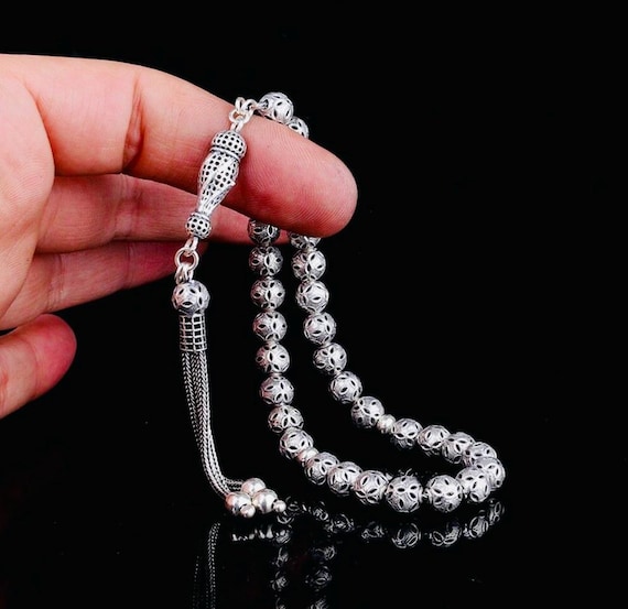 925 Sterling Silver Sphere Cut Fusion Tasbih – 33 Beads – 22 cm