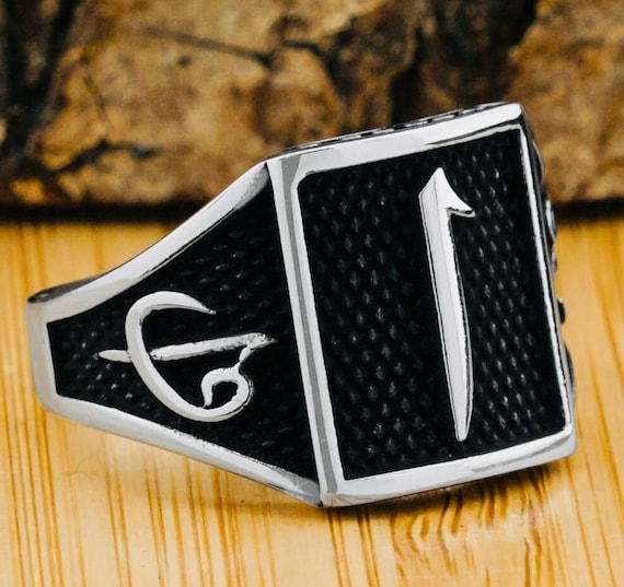 925 Sterling Silver Men’s Ring with Elif and Vav Motif – 9 g
