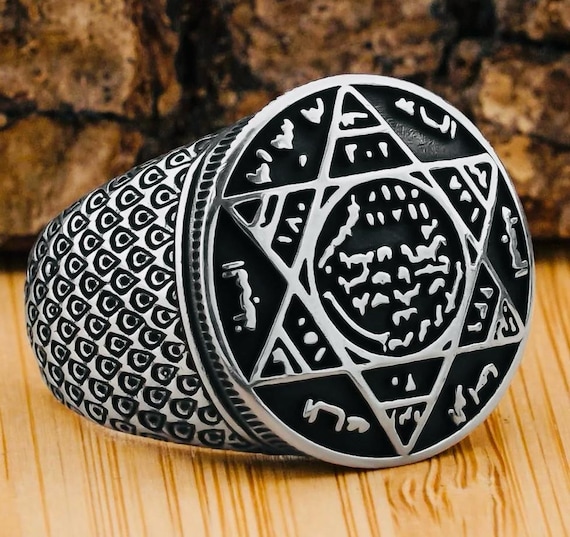 925 Sterling Silver Men’s Ring with Seal of Solomon Design – 15.2 g