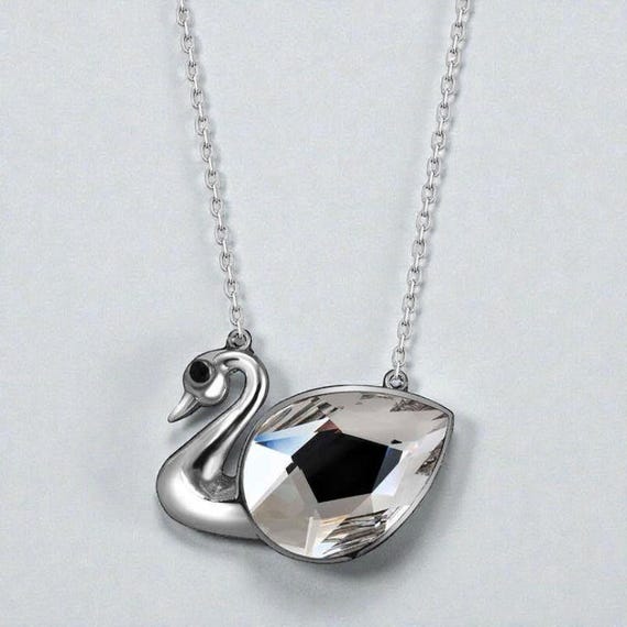 Crystal Swan Silver Necklace – 925 Silver Chain, Elegant Women’s Jewelry