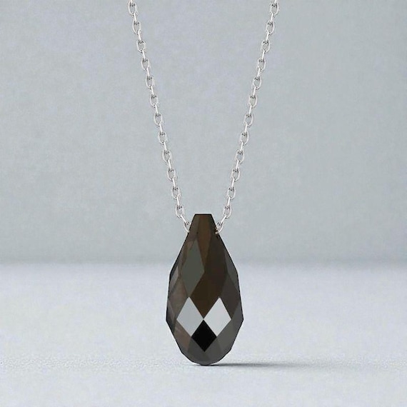 Crystal Drop Cut Silver Necklace 925 Sterling Chain