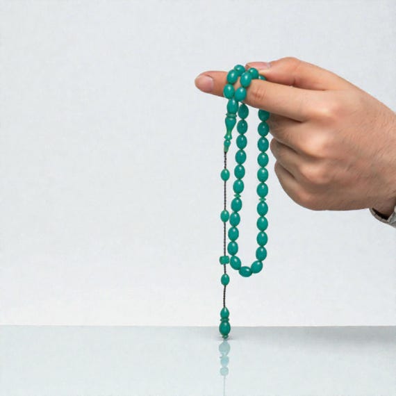 Pressed Amber Tasbih, Handmade Islamic Prayer Beads, Men’s Amber