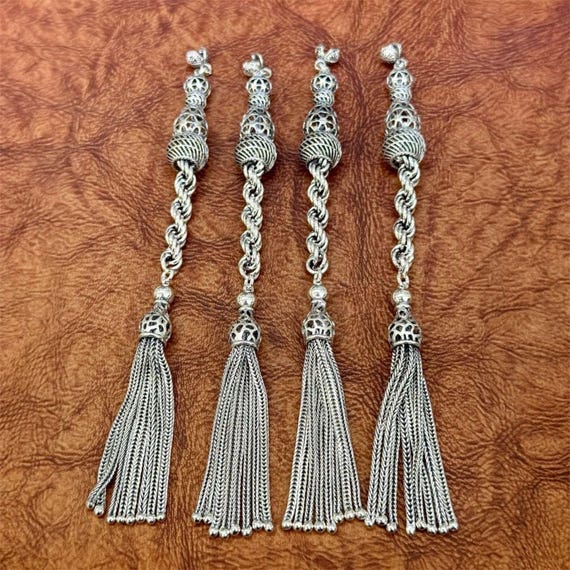 925 Sterling Silver Prayer Beads Tassel – Handmade Chain Tassel with Decorative Details