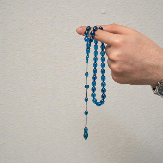 Handmade Pressed Amber Prayer Beads | Men’s Islamic Tasbih | Classic Amber Look