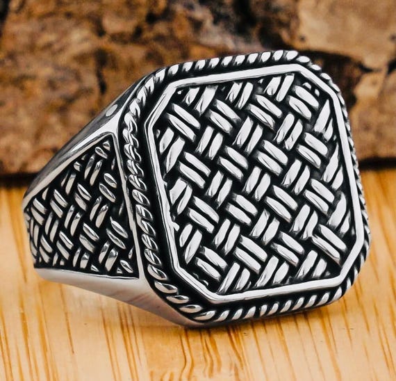 925 Sterling Silver Men’s Ring with Traditional Sırma Design – 10.2 g