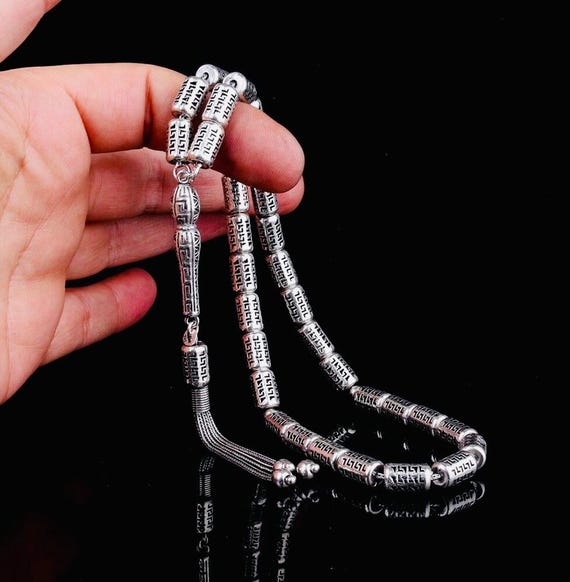925 Sterling Silver Capsule Cut Tasbih Model 8 – 33 Beads – 30.5 cm
