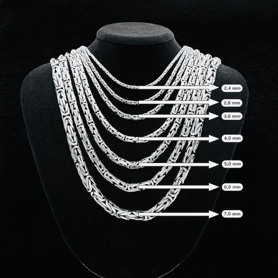 Men's 925 Sterling Silver Round Byzantine Chain Multiple Length & Thickness Options
