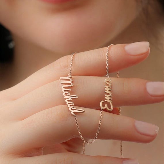 Double Name Necklace 925 Sterling Silver