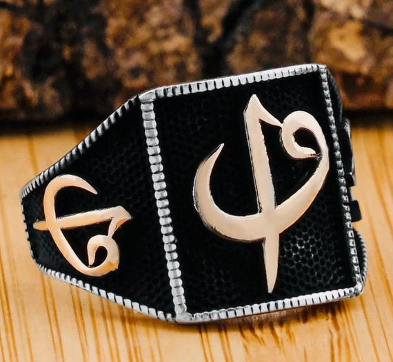 925 Sterling Silver Men’s Ring with Elif Vav Design – 6.3 g