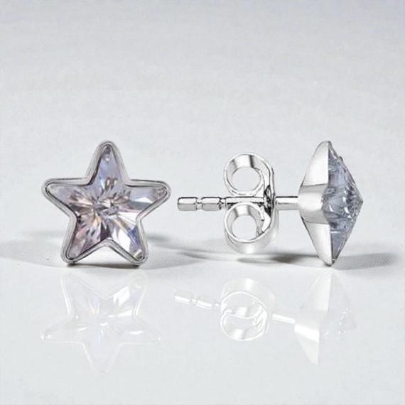925 Sterling Silver Star Crystal Earrings – Minimal Stud Sparkle Jewelry