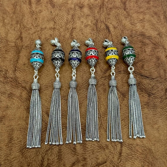 925 Sterling Silver Colorful Filigree Misbaha Tassel