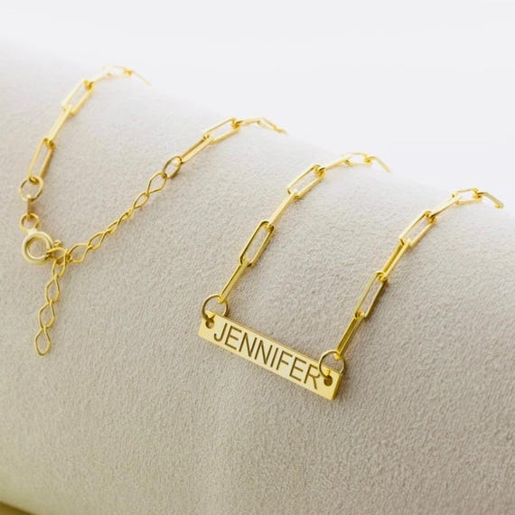 Personalized Name Necklace – 925 Sterling Silver Paperclip Chain Gift for Her