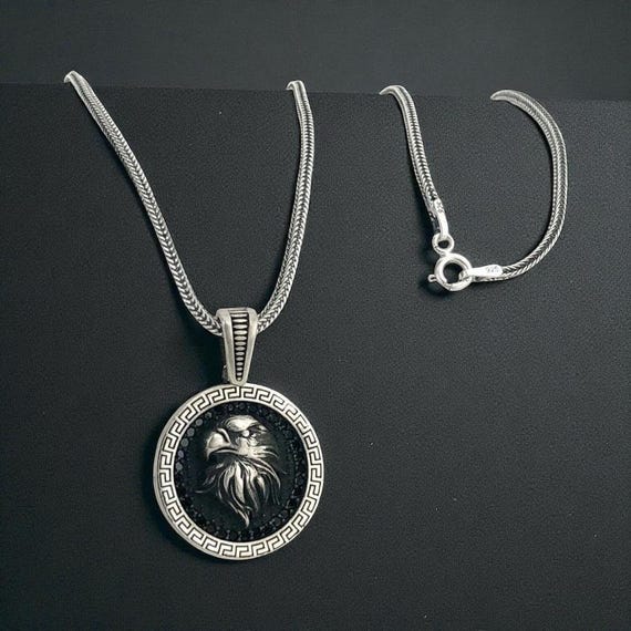 Sterling Silver Eagle Pendant Necklace for Men