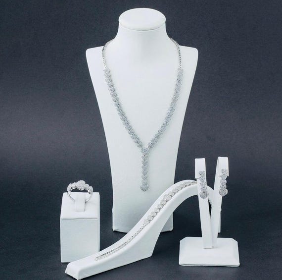 925 Sterling Silver Heart Design Zircon Jewelry Set