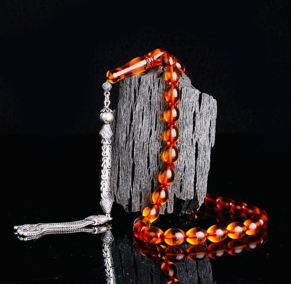 Amber Misbaha with 925 Sterling Silver Tassel – Arpa Cut