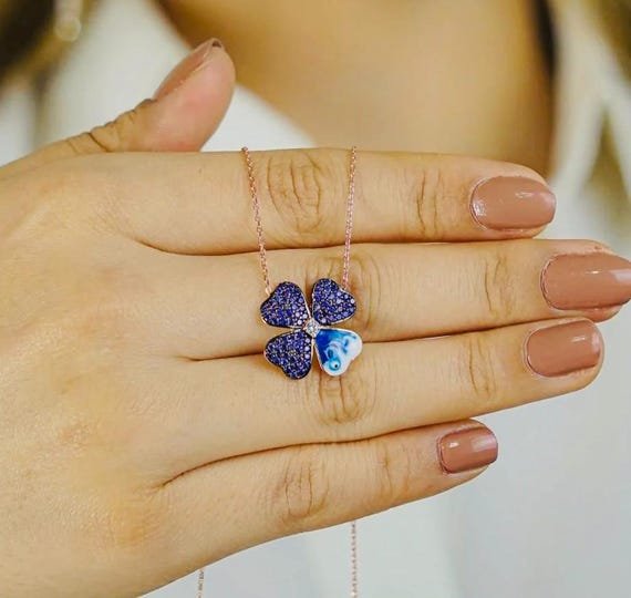 925 Sterling Silver Four Leaf Clover Necklace – Rose Gold Plated Lucky Pendant