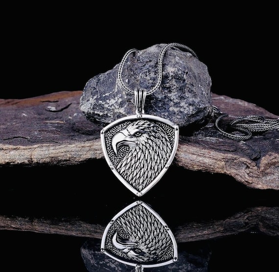 925 Sterling Silver Eagle Pendant Necklace for Men – 60 cm – 14.4 g