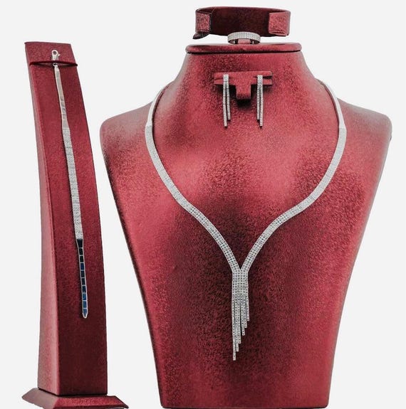 925 Sterling Silver 3 Row Waterway Women’s Jewelry Set