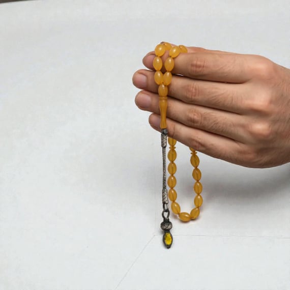 1000 Sterling Silver Tassel Amber Misbaha – Handmade