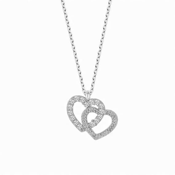 925 Sterling Silver Heart Pendant Necklace • Dainty Stone Heart Jewelry