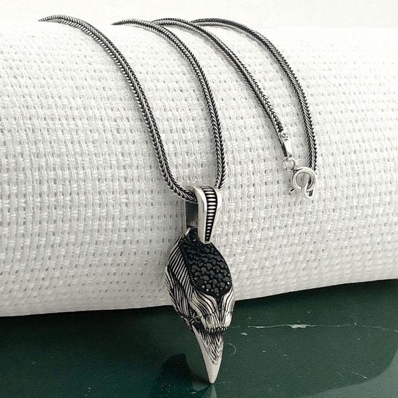 925 Sterling Silver Eagle Head Necklace for Men