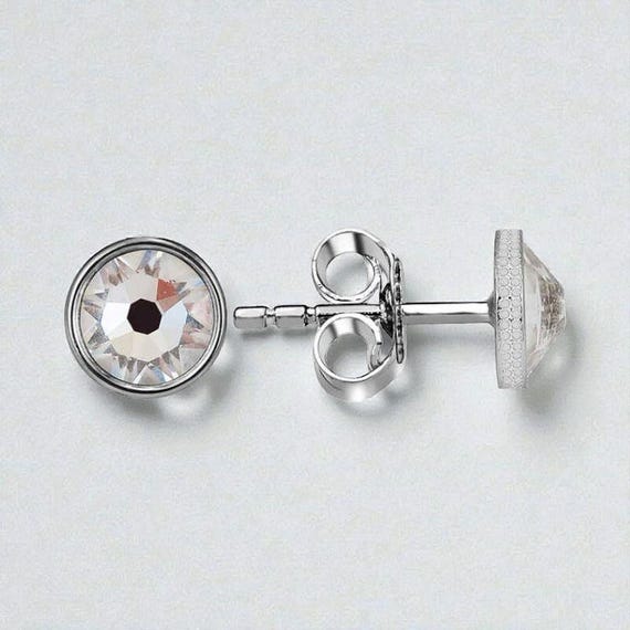 Crystal Stud Silver Earrings – Minimal Woman Jewelry