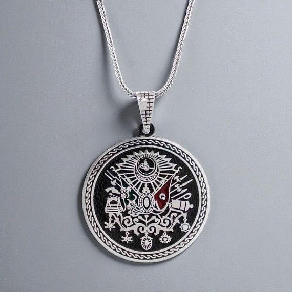 925 Silver Ottoman Coat of Arms Men’s Pendant Necklace